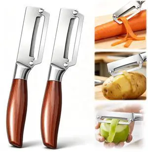 2Pcs 2 in 1 Multifunctional Vegetable Peeler for Kitchen with Wooden Handle and Bottle Opener, Premium Stainless Steel Blade Kitchen Tool for Potato Fruit Pineapple Pumpkin Papaya Carrot Veggie Peeler 2Pcs 2 in 1 Multifunctional Vegetable Peeler for Kitchen with Wooden Handle and Bottle Opener, Premium Stainless Steel Blade Kitchen Tool for Potato Fruit Pineapple Pumpkin Papaya Carrot Veggie Peeler