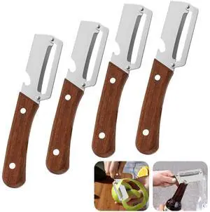Vegetable Peeler with Wooden Handle, 4 Pcs Stainless Steel Potato Peeler for Kitchen, Heavy Duty Veggie and Fruit Slicer with Built-in Bottle Opener (Silver) Vegetable Peeler with Wooden Handle, 4 Pcs Stainless Steel Potato Peeler for Kitchen, Heavy Duty Veggie and Fruit Slicer with Built-in Bottle Opener (Silver)