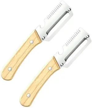 Vegetable Peeler, Multi Functional Premium 3-in-1 Potato Peelers, with Wooden Handle & Bottle Opener, Stainless Steel Kitchen Tool for Fruit Potato Pumpkin Papaya, Pare Necessary Kitchen Tools 2 Pack Vegetable Peeler, Multi Functional Premium 3-in-1 Potato Peelers, with Wooden Handle & Bottle Opener, Stainless Steel Kitchen Tool for Fruit Potato Pumpkin Papaya, Pare Necessary Kitchen Tools 2 Pack