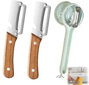 3-Piece 2-in-1 Stainless Steel Peeler with Built-in Bottle Opener, Multifunctional Vegetable Peeler with Wooden Handle, Ergonomic Peelers for Kitchen, Sharp Vegetable Peeler for Potato, Carrot & Fruit 3-Piece 2-in-1 Stainless Steel Peeler with Built-in Bottle Opener, Multifunctional Vegetable Peeler with Wooden Handle, Ergonomic Peelers for Kitchen, Sharp Vegetable Peeler for Potato, Carrot & Fruit