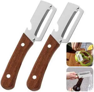 Vegetable Peeler with Wooden Handle, 2 Pcs Stainless Steel Potato Peeler for Kitchen, Heavy Duty Veggie and Fruit Slicer with Built-in Bottle Opener (Silver) Vegetable Peeler with Wooden Handle, 2 Pcs Stainless Steel Potato Peeler for Kitchen, Heavy Duty Veggie and Fruit Slicer with Built-in Bottle Opener (Silver)