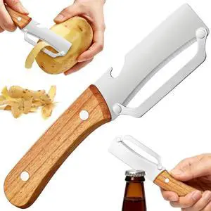 Multi-Functional Vegetable Peeler for Kitchen with Bottle Opener | 2-in-1 Stainless Steel Kitchen Tool with Wooden Handle Stainless Steel Blade for Fruit Apple Carrot Potato Pumpkin (1PCS) Multi-Functional Vegetable Peeler for Kitchen with Bottle Opener | 2-in-1 Stainless Steel Kitchen Tool with Wooden Handle Stainless Steel Blade for Fruit Apple Carrot Potato Pumpkin (1PCS)