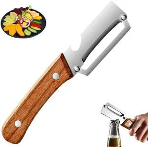 Premium Vegetable Peeler with Wooden Handle and Bottle Opener,2-in-1 Stainless Steel Multifunctional Kitchen Gadget, Ideal for Apple Potato Carrot Pumpkin Papaya Fruit & Veggie Peeling (1 PCS) Premium Vegetable Peeler with Wooden Handle and Bottle Opener,2-in-1 Stainless Steel Multifunctional Kitchen Gadget, Ideal for Apple Potato Carrot Pumpkin Papaya Fruit & Veggie Peeling (1 PCS)