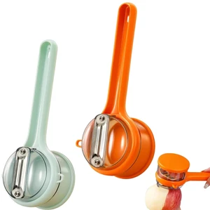 Fruit Peeler, Vegetable Peeler with Container, 2 PCS Peelers for Kitchen, Efficient Veggie Peeler with Catcher, Orange and Green Fruit Peeler, Vegetable Peeler with Container, 2 PCS Peelers for Kitchen, Efficient Veggie Peeler with Catcher, Orange and Green