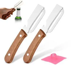 2-Pack Vegetable Peelers with Built-In Bottle Opener, Sharp Stainless Steel Blades & Ergonomic Wooden Handles, Multifunctional Kitchen Peelers for Potatoes, Apples, Carrots, Cucumbers & More 2-Pack Vegetable Peelers with Built-In Bottle Opener, Sharp Stainless Steel Blades & Ergonomic Wooden Handles, Multifunctional Kitchen Peelers for Potatoes, Apples, Carrots, Cucumbers & More