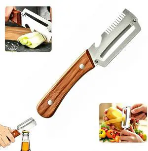 3-in-1 Multifunctional Vegetable Peeler with wooden grip, integrated grater and bottle opener. Practical kitchen tool for peeling, grating and opening bottles, perfect for fruits & vegetables. (1 PCS) 3-in-1 Multifunctional Vegetable Peeler with wooden grip, integrated grater and bottle opener. Practical kitchen tool for peeling, grating and opening bottles, perfect for fruits & vegetables. (1 PCS)