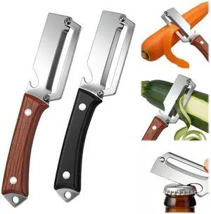 2PCS Premium Vegetable Peeler with Wooden Handle and Bottle Opener, 2026 New Multifunctional 2-in-1 Stainless Steel Kitchen Tool, Contour-Flow for Camping Apple Potato Pumpkin Papaya Peeling (Mix) 2PCS Premium Vegetable Peeler with Wooden Handle and Bottle Opener, 2026 New Multifunctional 2-in-1 Stainless Steel Kitchen Tool, Contour-Flow for Camping Apple Potato Pumpkin Papaya Peeling (Mix)