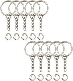 Key Ring with Chain and Open Jump Rings 1 inch, 50 Pack Key Ring with Chain and Open Jump Rings 1 inch, 50 Pack