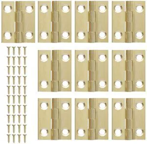 Brass Mini Hinges, 10 Pack, 1 Inch | Folding Butt, Gold Cabinet Hinges, For Wooden Box/Drawer Door, For Jewelry Box/Wooden Case/Furniture Brass Mini Hinges, 10 Pack, 1 Inch | Folding Butt, Gold Cabinet Hinges, For Wooden Box/Drawer Door, For Jewelry Box/Wooden Case/Furniture