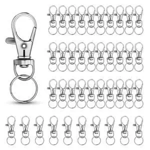 40 Sets of Mini Swivel Snap Hooks with Key Rings, Zinc Alloy, Includes Lobster Claw Clasps for DIY Crafts, Jewelry Making, Keychains, and Accessories, Silver Finish, 4.7 cm in Length 40 Sets of Mini Swivel Snap Hooks with Key Rings, Zinc Alloy, Includes Lobster Claw Clasps for DIY Crafts, Jewelry Making, Keychains, and Accessories, Silver Finish, 4.7 cm in Length