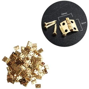 100Pcs Mini Brass Plated Hinge - Small Decorative Jewelry Box Hinges Parts 100Pcs Mini Brass Plated Hinge - Small Decorative Jewelry Box Hinges Parts