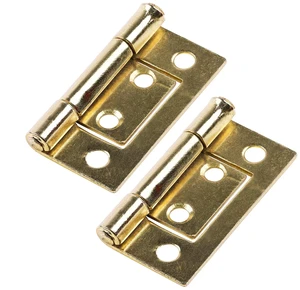 50mm Flush Hinges Non-Mortise Bi-Fold Brass Plated Steel Surface Mount Hinges for Cabinets, Cupboards & Doors, Pack of 2 50mm Flush Hinges Non-Mortise Bi-Fold Brass Plated Steel Surface Mount Hinges for Cabinets, Cupboards & Doors, Pack of 2