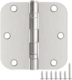 Rounded Brushed Nickel Door Hinges 3.5" 5/8" Radius Lasting Mute | 1 Pack No Squeak Ball Bearing Retreat Mansion Villa Loft Flat Dorm Bifold Standard Residential Hardware Home Bed Room Decor Rounded Brushed Nickel Door Hinges 3.5" 5/8" Radius Lasting Mute | 1 Pack No Squeak Ball Bearing Retreat Mansion Villa Loft Flat Dorm Bifold Standard Residential Hardware Home Bed Room Decor
