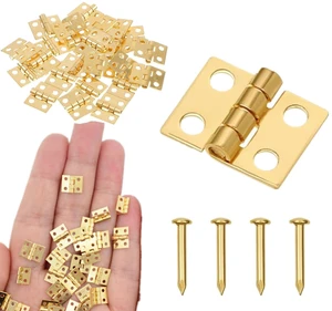 48Pcs Gold 180° Mini Brass Hinges, 10x8mm | 192Pcs Screws Included, For Mini Furniture, Jewelry/Chest Boxes, Cabinets, Toy Houses & DIY Display Crafts 48Pcs Gold 180° Mini Brass Hinges, 10x8mm | 192Pcs Screws Included, For Mini Furniture, Jewelry/Chest Boxes, Cabinets, Toy Houses & DIY Display Crafts