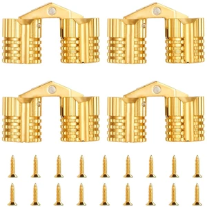 4 Pack 8 mm Hidden Brass Hinges with 16 Screws, Hidden Invisible Cabinet Furniture Hinges 180 Degree Opening Angle, Small Ring Box Hinge for DIY Jewelry Box Hand Craft 4 Pack 8 mm Hidden Brass Hinges with 16 Screws, Hidden Invisible Cabinet Furniture Hinges 180 Degree Opening Angle, Small Ring Box Hinge for DIY Jewelry Box Hand Craft
