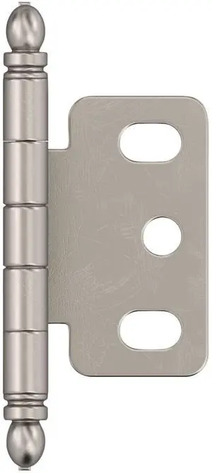 3/4" Partial Wrap Satin Nickel Decorative Cabinet Hinge | Non-Self-Closing Steel Cabinet Hinge for Doors with 3/4" (19mm) Door Thickness; Full Inset, Full Wrap 3/4" Partial Wrap Satin Nickel Decorative Cabinet Hinge | Non-Self-Closing Steel Cabinet Hinge for Doors with 3/4" (19mm) Door Thickness; Full Inset, Full Wrap