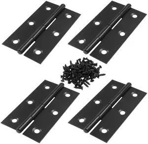3 Inch Stainless Steel Door Folding Butt Hinges, Black, 4PCS | Metal Bisagras Para Puertas, With Screws, For Door, Furnitures, Windows, For Cabinet, Cupboard, Dressers 3 Inch Stainless Steel Door Folding Butt Hinges, Black, 4PCS | Metal Bisagras Para Puertas, With Screws, For Door, Furnitures, Windows, For Cabinet, Cupboard, Dressers