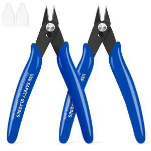 2pcs Blue 5" Micro Flush Cutters for Electronics Crafts | Spring loaded wire snips, for electronics, soft copper, jewelry making and precision cutting tasks 2pcs Blue 5" Micro Flush Cutters for Electronics Crafts | Spring loaded wire snips, for electronics, soft copper, jewelry making and precision cutting tasks