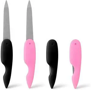 4PCS Folding Metal Nail Files Stainless Steel Double-Sided Cuticle & Nail Care Tools for Men and Women (2 Pink + 2 Black) 4PCS Folding Metal Nail Files Stainless Steel Double-Sided Cuticle & Nail Care Tools for Men and Women (2 Pink + 2 Black)