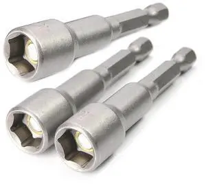 Set of 3 Magnetic Socket 8mm, 1/4" Hex Shank Drill Adapter for Nut Driver, Power Drills and Impact Socket Adapter, 65mm Length Set of 3 Magnetic Socket 8mm, 1/4" Hex Shank Drill Adapter for Nut Driver, Power Drills and Impact Socket Adapter, 65mm Length
