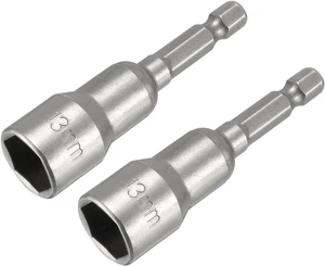 Set of 2 Magnetic Socket 13mm, 1/4" Hex Shank Drill Adapter for Nut Driver, Power Drills and Impact Socket Adapter, 65mm Length Set of 2 Magnetic Socket 13mm, 1/4" Hex Shank Drill Adapter for Nut Driver, Power Drills and Impact Socket Adapter, 65mm Length