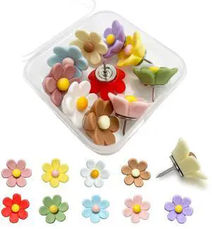 10pcs - 10 Colors Flower Push Pins Cute Thumb Tacks for Cork Bulletin Board Decorations, Cute Cubicle Decor Office Supplies Pins for Women 10pcs - 10 Colors Flower Push Pins Cute Thumb Tacks for Cork Bulletin Board Decorations, Cute Cubicle Decor Office Supplies Pins for Women