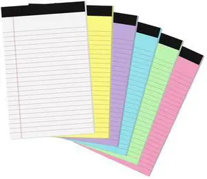 Legal Pads 5x8, 6 Pack 180 Sheets Colored College Ruled | 80 GSM FSC-Certified Paper, Perforated Tear-off Pages, 30 Sheets Per Pad for School Office Home Lists and Notes Legal Pads 5x8, 6 Pack 180 Sheets Colored College Ruled | 80 GSM FSC-Certified Paper, Perforated Tear-off Pages, 30 Sheets Per Pad for School Office Home Lists and Notes