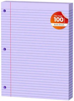 Purple Loose Leaf Paper 100 Sheets Colored Filler Paper 8 * 10.5 College Ruled Paper 3-Hole Punched Paper for 3-Ring Binders Notebook Lined 8" x 10.5" Purple Loose Leaf Paper 100 Sheets Colored Filler Paper 8 * 10.5 College Ruled Paper 3-Hole Punched Paper for 3-Ring Binders Notebook Lined 8" x 10.5"