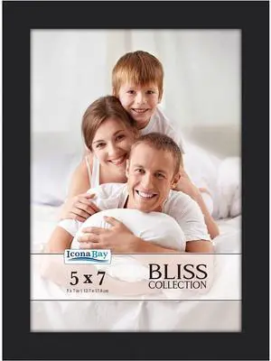5x7 Black Picture Frame - Engineered Wood, Bliss Collection | Icona Bay sturdy photo frame, shatterproof polystyrene cover sheet, modern style, tabletop / wall mount display, matte finish 5x7 Black Picture Frame - Engineered Wood, Bliss Collection | Icona Bay sturdy photo frame, shatterproof polystyrene cover sheet, modern style, tabletop / wall mount display, matte finish