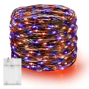 Halloween Fairy String Lights, 20FT 60 LED Copper Wire Battery Operated Waterproof Lights, Halloween Decorations for Indoor Home Outdoor Patio Yard Party Decor (Purple and Orange) Halloween Fairy String Lights, 20FT 60 LED Copper Wire Battery Operated Waterproof Lights, Halloween Decorations for Indoor Home Outdoor Patio Yard Party Decor (Purple and Orange)