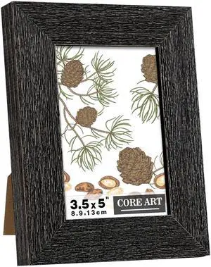 3.5x5 Picture Frame, Solid Wood Rustic Black | HD glass, wide distressed finish, gallery wall & tabletop display, vintage farmhouse decor, wedding & home gift 3.5x5 Picture Frame, Solid Wood Rustic Black | HD glass, wide distressed finish, gallery wall & tabletop display, vintage farmhouse decor, wedding & home gift