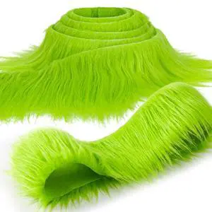 Sukh Green Faux Fur Fabric - 2 x 60 Inch Shaggy Plush Faux Fur Trim Ribbon | Precut Fabric Strips for Christmas Tree Decor, Gnome Beard, Cosplay Costume, DIY Patches & Holiday Crafts Sukh Green Faux Fur Fabric - 2 x 60 Inch Shaggy Plush Faux Fur Trim Ribbon | Precut Fabric Strips for Christmas Tree Decor, Gnome Beard, Cosplay Costume, DIY Patches & Holiday Crafts