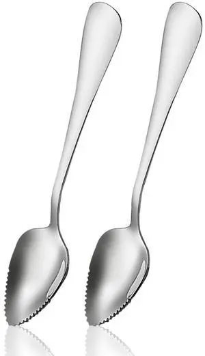 Spoon Serrated Edge Grapefruit Knife Stainless Steel Grapefruit Utensil Tool Dessert Spoons for Citrus Lemon Kiwi Salads Melon Lime Pitaya Apple Fruit Puree (2 PCS) Spoon Serrated Edge Grapefruit Knife Stainless Steel Grapefruit Utensil Tool Dessert Spoons for Citrus Lemon Kiwi Salads Melon Lime Pitaya Apple Fruit Puree (2 PCS)