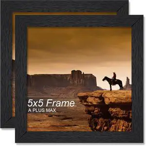 5x5 Picture Frame Set of 2 Black Light Weight Tabletop and Wall Mount | 5 x 5 Inch Black Wood-grain Engineered Wood Material Frame for 5by5 Square Photo Poster - 2 Packs/Black/5x5 5x5 Picture Frame Set of 2 Black Light Weight Tabletop and Wall Mount | 5 x 5 Inch Black Wood-grain Engineered Wood Material Frame for 5by5 Square Photo Poster - 2 Packs/Black/5x5