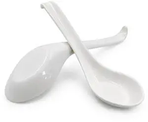Asian Soup Spoons, 2PCS, White Melamine | Chinese Japanese Miso Ramen, Wonton Dumpling Pho, Rice Noodle Soba Asian Soup Spoons, 2PCS, White Melamine | Chinese Japanese Miso Ramen, Wonton Dumpling Pho, Rice Noodle Soba