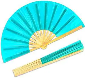 Large Holographic Folding Hand Rave Fan - Festival Clack Handheld Bamboo Fan Green Laser Glitter Hand Fans Decorative Folding Fans for Iconic Party Renaissance Decorations for Women Men Large Holographic Folding Hand Rave Fan - Festival Clack Handheld Bamboo Fan Green Laser Glitter Hand Fans Decorative Folding Fans for Iconic Party Renaissance Decorations for Women Men