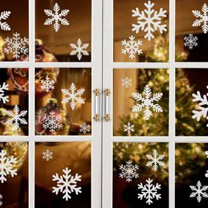 KESOTO 96Pcs Christmas Decorations, Snowflake Window Clings, 10 Sheets | Glueless PVC Window Stickers, 3 Sizes & 3 Snowflake Designs, For Windows, Fridge Doors & Mirrors, Indoor Christmas Decor KESOTO 96Pcs Christmas Decorations, Snowflake Window Clings, 10 Sheets | Glueless PVC Window Stickers, 3 Sizes & 3 Snowflake Designs, For Windows, Fridge Doors & Mirrors, Indoor Christmas Decor