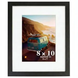 8x10 Picture Frame,Black Solid Wood 8x10 frame with HD Plexiglass,Displays 5x7 with Mat or Photo frame Without Mat for Wall Hanging, 1 Pack 8x10 Picture Frame,Black Solid Wood 8x10 frame with HD Plexiglass,Displays 5x7 with Mat or Photo frame Without Mat for Wall Hanging, 1 Pack