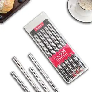 Arit Estelleshows 5 Pairs 304 Stainless Steel Chopsticks, 8.9 Inch, Silver | Reusable, Lightweight & Non-Slip, Dishwasher Safe, Japanese Korean Style for Cooking & Daily Dining Arit Estelleshows 5 Pairs 304 Stainless Steel Chopsticks, 8.9 Inch, Silver | Reusable, Lightweight & Non-Slip, Dishwasher Safe, Japanese Korean Style for Cooking & Daily Dining