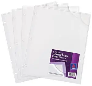 Corner Lock Plastic Sleeves for 3 Ring Binders, Clear, Pack of 4 Sleeves (72269) Corner Lock Plastic Sleeves for 3 Ring Binders, Clear, Pack of 4 Sleeves (72269)