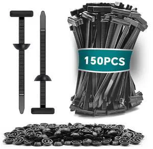 Nylon Universal Cable Tie Buckle, Zipper Clips for Cars, T Style Zip Ties Button Fixion Tools, Automotive Plastic Rivet Push Pin, Auto Body Parts Trim, Bumper Retainer Fender Liner (Black 150PCS) Nylon Universal Cable Tie Buckle, Zipper Clips for Cars, T Style Zip Ties Button Fixion Tools, Automotive Plastic Rivet Push Pin, Auto Body Parts Trim, Bumper Retainer Fender Liner (Black 150PCS)