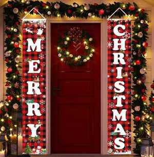 MERRY CHRISTMAS Hanging Banner Porch Sign & Christmas Stree Snow Pattern Backdrop for Home Yard Indoor Outdoor Wall Door Party Decorations 72"x12" MERRY CHRISTMAS Hanging Banner Porch Sign & Christmas Stree Snow Pattern Backdrop for Home Yard Indoor Outdoor Wall Door Party Decorations 72"x12"
