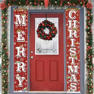 Merry Christmas Hanging Banner Porch Sign with Pattern Christmas Tree Presents Snow Banner for Home Yard Indoor Outdoor Wall Door Christmas Party Decorations 72"x12" Merry Christmas Hanging Banner Porch Sign with Pattern Christmas Tree Presents Snow Banner for Home Yard Indoor Outdoor Wall Door Christmas Party Decorations 72"x12"