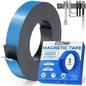 EWerk - Magnetic Tape Roll - 3.3' / 1 Meter - Extra Thick & Wide Magnet Strips w/ Strong Self-Adhesive Backing - Easy to Cut & Stick to Surfaces - Perfect for DIY, Whiteboard & Fridge Organization EWerk - Magnetic Tape Roll - 3.3' / 1 Meter - Extra Thick & Wide Magnet Strips w/ Strong Self-Adhesive Backing - Easy to Cut & Stick to Surfaces - Perfect for DIY, Whiteboard & Fridge Organization