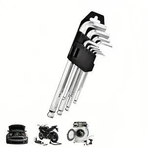 Professional 9-Piece Ball End Hex Key Set, Chrome Vanadium Steel L-Wrenches, 1.5-10mm Metric Sizes, Industrial-Grade with Storage Case for Automotive, Motorcycle, DIY Repair (L) Professional 9-Piece Ball End Hex Key Set, Chrome Vanadium Steel L-Wrenches, 1.5-10mm Metric Sizes, Industrial-Grade with Storage Case for Automotive, Motorcycle, DIY Repair (L)