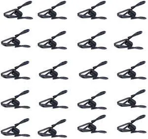 20 Pcs Black Clips, 2 Inch PVC Coating High Elasticity Strength Anti-Rust Steel Chip Bag Clips, Clothes Pins (Black) 20 Pcs Black Clips, 2 Inch PVC Coating High Elasticity Strength Anti-Rust Steel Chip Bag Clips, Clothes Pins (Black)