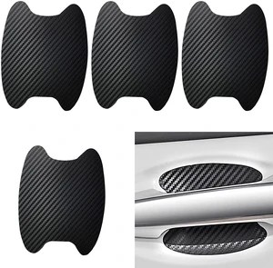 Dewkou 4 PCS Carbon Fiber Door Handle Cover, Leather Car Side Door Handle Sticker, Universal Car Door Handle Protective Film (Black) Dewkou 4 PCS Carbon Fiber Door Handle Cover, Leather Car Side Door Handle Sticker, Universal Car Door Handle Protective Film (Black)