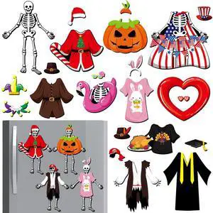 Xuhal 15 Sets Classroom Skeleton Dress up Magnet | Funny Festival Skeleton Fridge Magnets for Refrigerators Toolboxes Lockers Home Decoration Xuhal 15 Sets Classroom Skeleton Dress up Magnet | Funny Festival Skeleton Fridge Magnets for Refrigerators Toolboxes Lockers Home Decoration