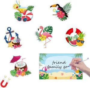 JAPBOR Cruise Door Decorations Magnetic - 7PCS Tropical Hawaii Cruise Magnet, Summer Beach Car Ship Cabin Refrigerator Magnets Decal, Flamingo Coconut Drink Fridge Stickers for Carnival Party Decor JAPBOR Cruise Door Decorations Magnetic - 7PCS Tropical Hawaii Cruise Magnet, Summer Beach Car Ship Cabin Refrigerator Magnets Decal, Flamingo Coconut Drink Fridge Stickers for Carnival Party Decor