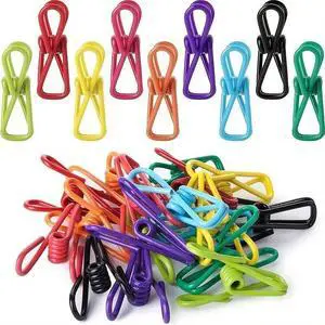 10Pcs Clips PVC-Coated Steel Clip, Clothes Clamp, for Food Package Clips (Color Random) 10Pcs Clips PVC-Coated Steel Clip, Clothes Clamp, for Food Package Clips (Color Random)